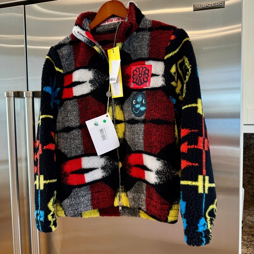 NWT Chopova Lowena Ranger Fleece Zip Up Jacket in Black Multi Brand New